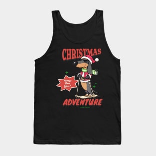 Funny Cute Christmas Doxie Dachshund Skiing Dog Tank Top